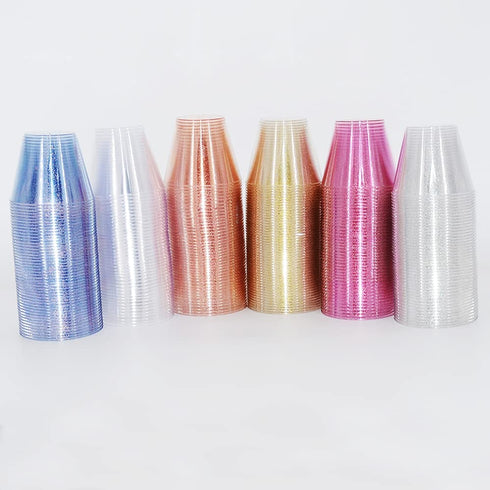Homy Feel 9 Oz Pink Glitter Plastic Cups 100PCS,Disposable Cocktail Cups,Plastic Wine ,Plastic Cups,Drink Cups for Wedding Party, Valentine's Day