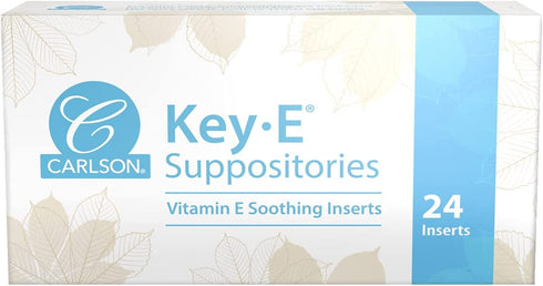 Carlson - Key-E Suppositories, 30 IU Vitamin E Suppository, Lubricates Dry Areas, Treatment for Women and Men, Vaginal & Rectal, 24 Count