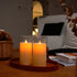 5plots 3? x 6? Ivory Flickering Flameless Candles with Clear Shell, Unbreakable Glass Battery Operated Plexiglass LED Pillar Radiance Candles with Remote Control and Timer