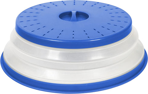 Tovolo Large Collapsible Microwave, Lid for Reheating Food, Meal Prep Gadget, No Mess Folding Plate Cover Kitchen Tool, Stratus Blue