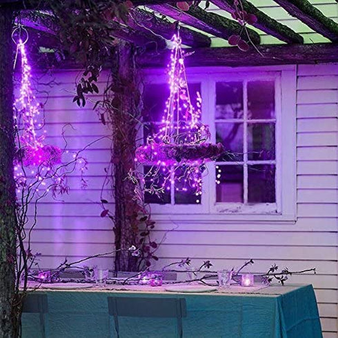 ER CHEN Fairy Lights Plug in, 33Ft/10M 100 LED Starry String Lights Outdoor/Indoor Waterproof Copper Wire Decorative Lights for Bedroom, Patio, Garden, Party, Christmas Tree (Purple)