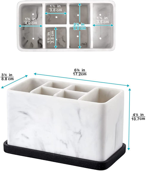 zccz Toothbrush Holder, Marble Look Electric Toothbrush and Toothpaste Holder Stand Bathroom Organizer for Toothbrush, Toothpaste, Dental Floss, Razor, Comb, Makeup Brushes and More