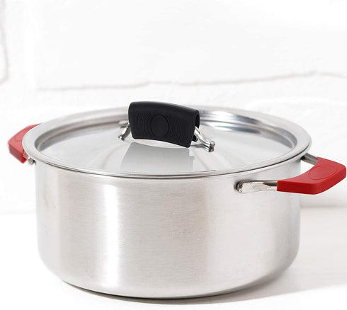 Boao 8 PCS Silicone Hot Handle Holders and Pot Holders Cover Removable Rubber Hot Resistant Pot Holder Sleeves Lid Covers for Cast Iron Skillets Metal Frying Pans Aluminum Cookware Handles