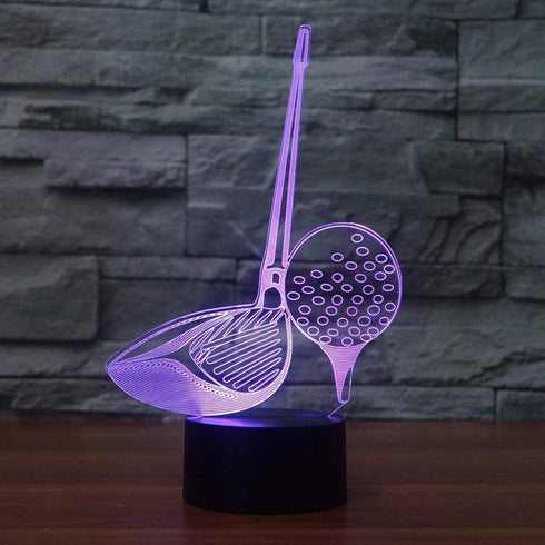 3D LED Golf Club Tool Night Light 7 Color Change LED Table Desk Lamp Acrylic Flat ABS Base USB Charger Home Decoration Toy Birthday Xmas Kid Children Gift