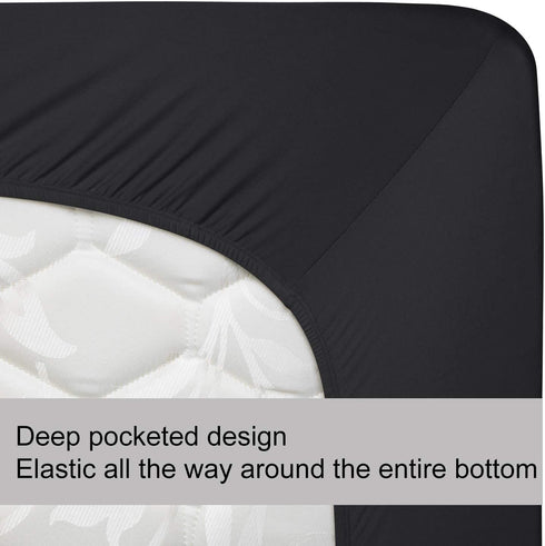 Stretch King Size Fitted Sheet Only - 4-Way Stretchy Jersey Knit, Cozy T-Shirt Soft, Wrinkle Free, Snug Fit & Stay in Place, No More Slipping Off for Mattress (Deep: 5"-13") - Dark Gray, King