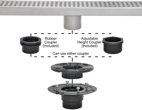 SaniteModar 2-in ABS Shower Drain Base can be used with any Size of Square and Linear Floor Shower Drain,It is Equipped with Threaded Joints and Rubber Joints¦¦