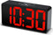 DreamSky Compact Digital Alarm Clock with USB Port for Charging, 0-100% Brightness Dimmer, Red Bold Digit Display, 12/24Hr, Snooze, Adjustable Alarm Volume, Small Desk Bedroom Bedside Clocks.