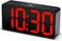 DreamSky Compact Digital Alarm Clock with USB Port for Charging, 0-100% Brightness Dimmer, Red Bold Digit Display, 12/24Hr, Snooze, Adjustable Alarm Volume, Small Desk Bedroom Bedside Clocks.