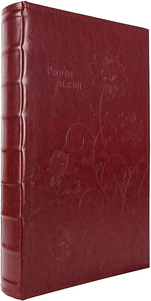 Golden State Art, Wedding Family Baby Dog Photo Album Christmas, Vacation, Anniversary Photography Book for 300 4x6 Pictures Pockets with Memo, 3 Per Page Large Capacity Maroon Faux Leather Vintage