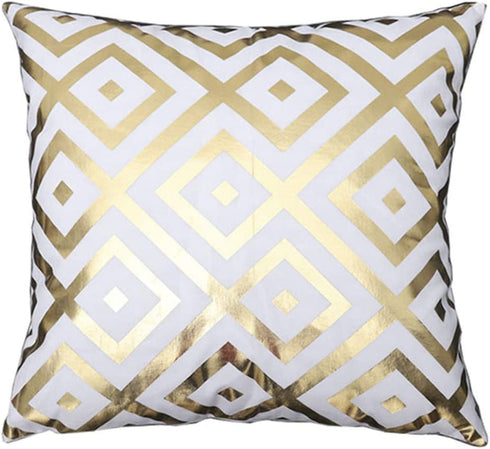Tebery 6 Pack Gold Stamping Throw Pillow Covers Cases Soft Square Decorative Cushion Covers for Sofa,Couch - 18 x 18 Inches