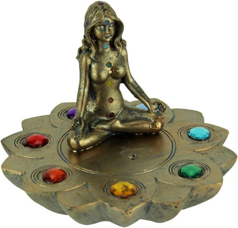 Fantasy Gifts Colored Chakra Stone Incense Burner, 4 x 5 inches, Multicolor
