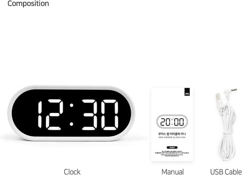 mooas Pop Mirror LED Alarm Desk Clock, LED Clock, Alarm/Snooze, Temperature Clock (Pink)