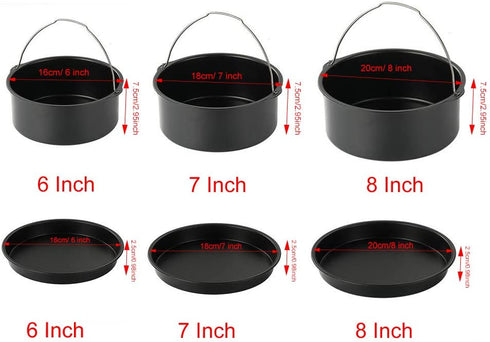 2pcs/set Universal Air Fryer Accessory set Steel Pizza Pan Baking Cake Barrel For Gourmia