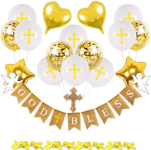 Elkanah Baptism Decorations First Communion Decorations Confirmation Decorations Mi Bautizo Christening Decorations God Bless Banner Balloons