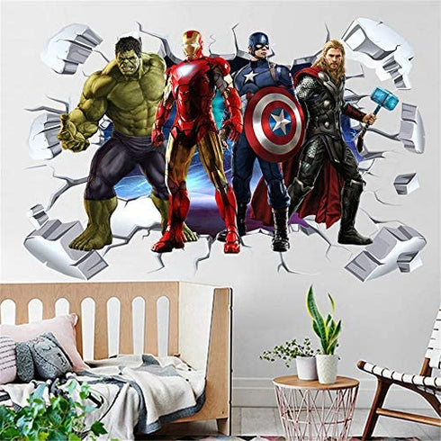 ZI XIN Superhero Wall Stickers Avengers Wall Decals Excellent Vinyl Wall Decor for Boys Room Living Room ( Size 35.4 x 23.6 inch)