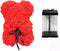 23cm Rose Bear in Box Artificial Rose Flower Bear, Gift for Valentines Day, Wedding, Mothers Day and Anniversary (RED)