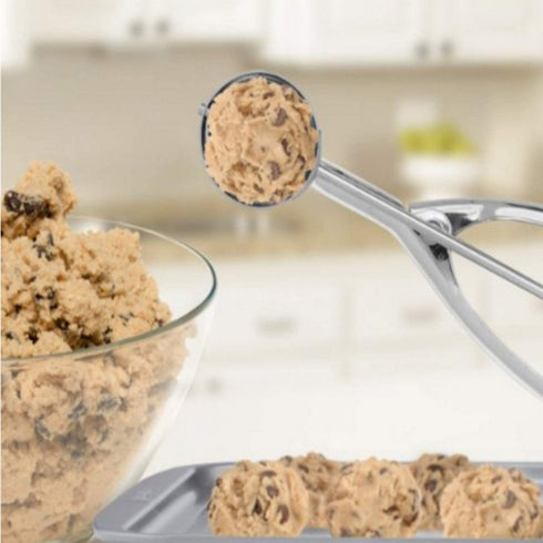 Cookie Scoops for Baking Set of 3, Ice Cream Scoop Set with Trigger Stainless Steel Set Excellent for Melon Ball, Cupcake, Muffin, Meatball, Include Large Medium Small Size