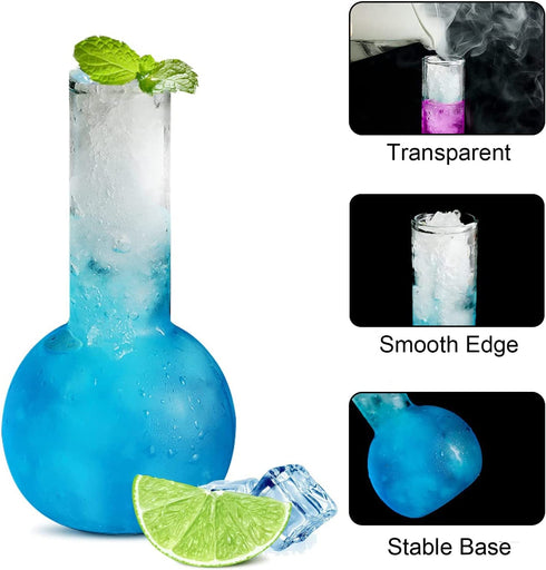 Creative Tube Cocktail Glass Set of 2 -14oz Distilling Flask Clear Glass for Cocktail Martini Tequila Margarita for Party, Home Bar or Gift
