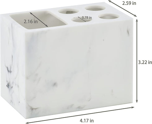 Resin Toothbrush Holder in JINCROP, 5 Slots Hygienic Toothbrush Bathroom Storage Stand Dispenser Organizer Set for Toothbrushes, Make-up Brushes and More, (Ink White)