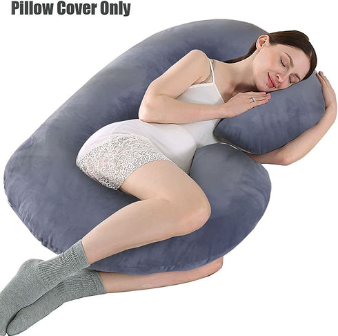 Pregnancy Pillow Cover/C Shaped Pillow Cover/Pregnancy Pillow Case/Maternity Pillow Case/Pillowcase with Double Zippers Velvet Cover 57x30 Inch for Pregnancy Pillow
