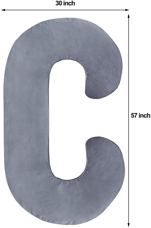 Pregnancy Pillow Cover/C Shaped Pillow Cover/Pregnancy Pillow Case/Maternity Pillow Case/Pillowcase with Double Zippers Velvet Cover 57x30 Inch for Pregnancy Pillow