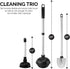 NEIKO 60168A Toilet Plunger Set | 4 Piece | Bonus Mini Sink and Drain Plunger, Brush and Caddy | Compact | Patented All-Angle Design | Telescopic Aluminum Handle , Black