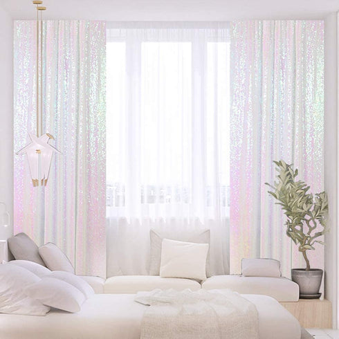 Sequin Curtains 2 Panels Iridescent White 2Ftx7Ft Sequin Backdrop Curtain 84In Lenght Glitter Wedding Backdrop Party Backdrop Curtain Payette Sequin Curtain Photo Backdrop for Christmas Decorations