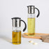 Extra Large Olive Oil Dispenser Bottle - Auto Flip Condiment Container With Automatic Cap and Stopper - Leakproof Vinegar Glass Cruet (300 ml and 500 ml a set)