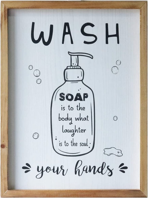Funny Bathroom Sign Wash Your Hand Wood farmhouse Bathroom Wall Decor Rustic Decorative Plaque and Sign