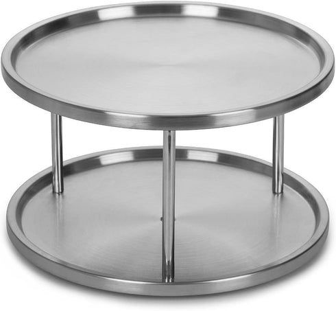 Estilo Stainless Steel Lazy Susan - 2 Tier Design, 360-degree Turntable