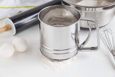 Flour Sifter Stainless Steel Large Sifter for Baking and Powdered Sugar Sifter Flour Sieve 4 Cup