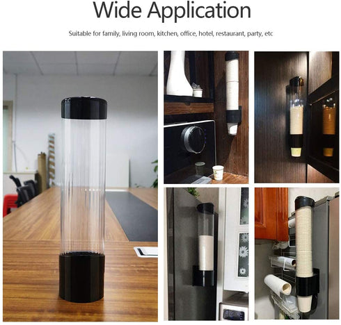 IWNTWY Cup Dispenser Pull Type Paper Water Disposable Automatic Remover Cup Holder for Home Office Hospital (Black, Medium)