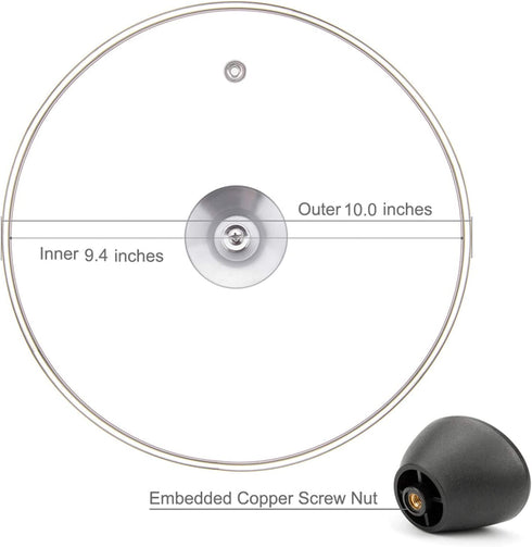 WishDirect Tempered Glass Lid Compatible with Instant Pot 8 Quart, Universal Electric Pressure Cooker Lid with Heat-resistant Handle Knobs - 10 Inch
