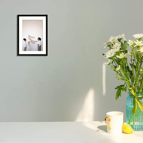 Golden State Art, Metal Wall/Table top Photo Frame Collection, Aluminum Black Photo Frame with Ivory Color Mat for Picture & Real Glass (5x7, 2-Pack)