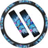 PZZ BEACH Comfy Durable Butterfly Steering Wheel Cover for Women with Cute Seat Belt Pads Car Accessories for Women,Blue Set of 3