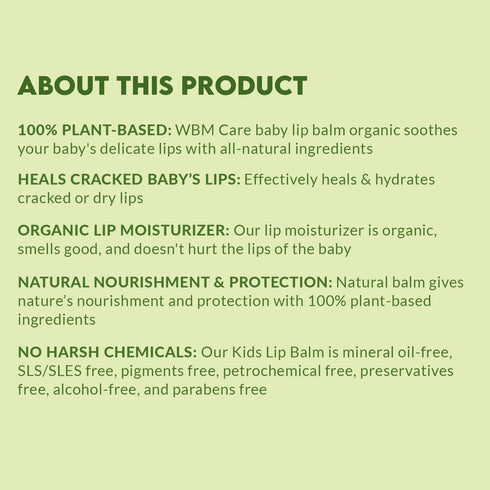 WBM Care Lip Balm, Formulated with Plant Based Ingredients, Nourishing & Moisturizing, Natural Lip Balm-0.12oz