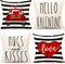 4TH Emotion Valentines Day Stripe Pillow Covers 18x18 Set of 4 Spring Farmhouse Decor Red Truck Love Hugs Kisses Holiday Decorations Throw Cushion Case for Home Decorations TH078