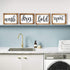 Mokof Laundry Room Decor Wash Fold Dry Repeat Mini Signs Set of 4, Farmhouse Laundry Room Decorative Sign Framed wood Wall Art, Laundry Shelf Decor, 6'' x 8'' (Brown Frame)