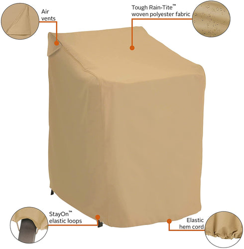 Classic Accessories Terrazzo Water-Resistant 26 Inch Stackable Patio Chair Cover