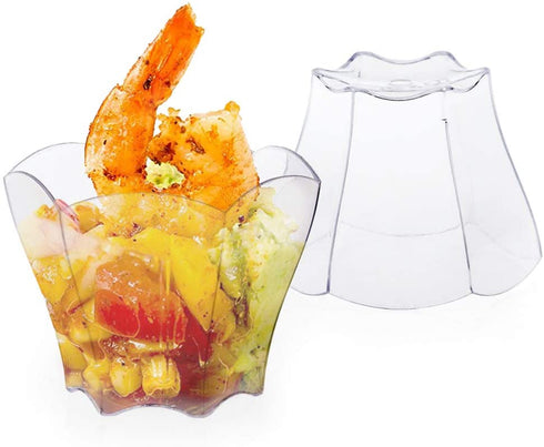 Kingrol 100 Count Mini Dessert Cups with Spoons, 2.3 oz. Disposable Clear Bowls for Mousse, Puddings, Appetizers, Sauces