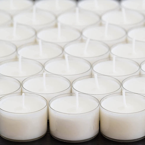 Stonebriar Bulk 96 Pack Unscented Smokeless Long Burning Clear Cup Tea Light Candles with 8 Hour Extended Burn Time