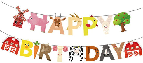 53Pcs Farm Birthday Party Supplies for Kids Barnyard Farm Animal Theme Party Decorations Animal Birthday Banner Farm Animal Walking Balloons Cow Print Balloons Cupcake Toppers Set for Boys Girls