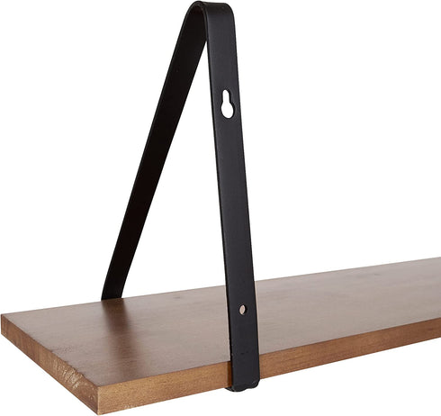 Kate and Laurel Soloman Rustic Wooden Shelves, 18 inch Set of 2, Rustic Brown and Black, Modern Farmhouse-Inspired Wall Storage