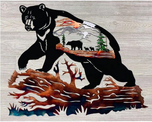 Metal Decor Bear Metal Wall Art Trees Personality Black Bear Animal Decoration For Living Room Metal Decor Art