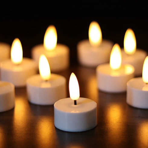 Wondise Halloween Tea Lights Battery Operated Flameless Flickering Candles with Timer, 12Pack Realistic 3D Wick Votive Candles Battery Included, for Dating Wedding Dinner Decoration