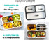 Bento Lunch Box For Adults, Kids | Leakproof Meal Prep Portion Control Boxes Japanese Style for Boys Teens 3 Compartment Slim Container For Work, School | Eco-friendly Divided Containers, Grey - Black