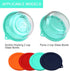 Sophico 2 Cup Round Silicone Storage Cover Lids Replacement for Anchor Hocking and Pyrex 7200-PC Glass Bowls (Container not Included) | Navy Blue-Mint | 4 Pack