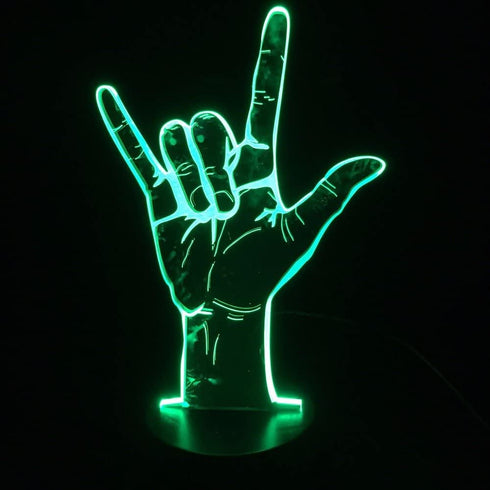3D Optical Illusion I Love You Sign Language LED Hologram Night Light USB Operated Romantic Valentine' Day Party Decoration