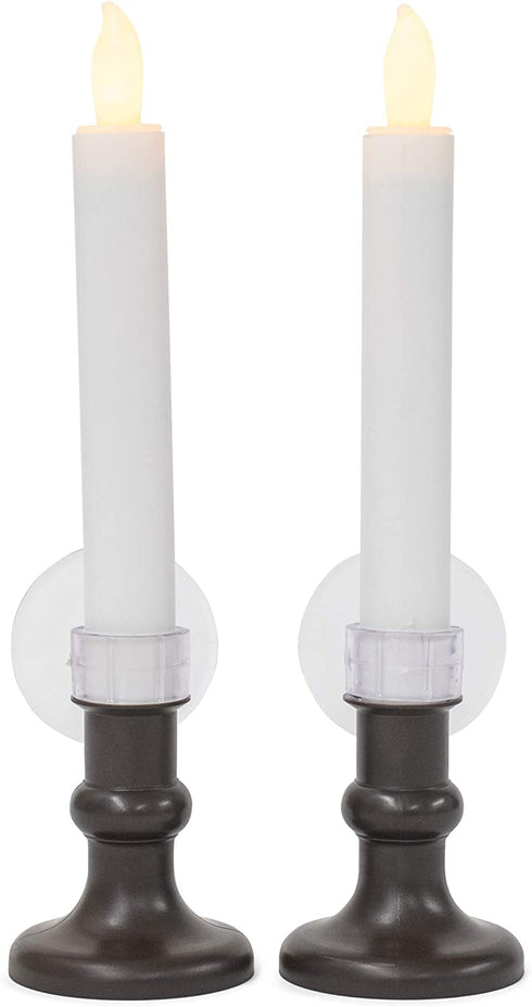 Mark Feldstein & Associates LED Taper Classic White 7 inch Acrylic Christmas Flameless Candles Set of 6 with Timer