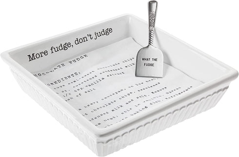 Mud Pie Fudge Baker with Towel Set, 2 1/2" x 10" x 10" 26" x 16 1/2" | Spatula 6"